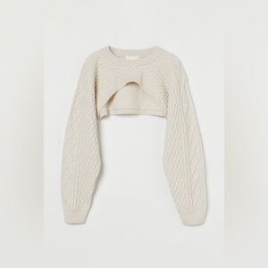 H&M cream cable knit extra short sweater